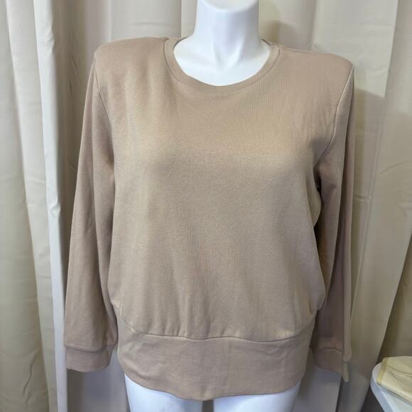 Express Boxy Fleece Crewneck Pullover Padded Shoulder Sweatshirt Size XL - Picture 3 of 8
